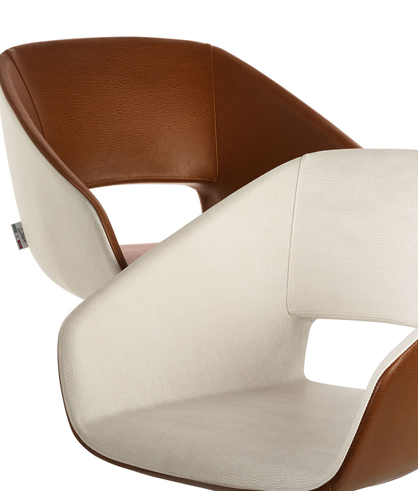 Hairdressing chair: Bea - In photo colours A: Vintage Tan G2 - B: Vintage White G3 - Luca Rossini Hairdressing chair: Bea - In photo colours A: Vintage Tan G2 - B: Vintage White G3 - Luca Rossini