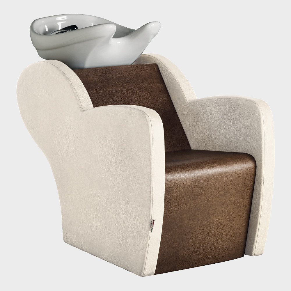 Shampoo unit for hairdressers: Onda - In photo: LR/W020/B - Colour A: Vintage Brown F5 / B: Vintage White G3 - Luca Rossini Shampoo unit for hairdressers: Onda - In photo: LR/W020/B - Colour A: Vintage Brown F5 / B: Vintage White G3 - Luca Rossini